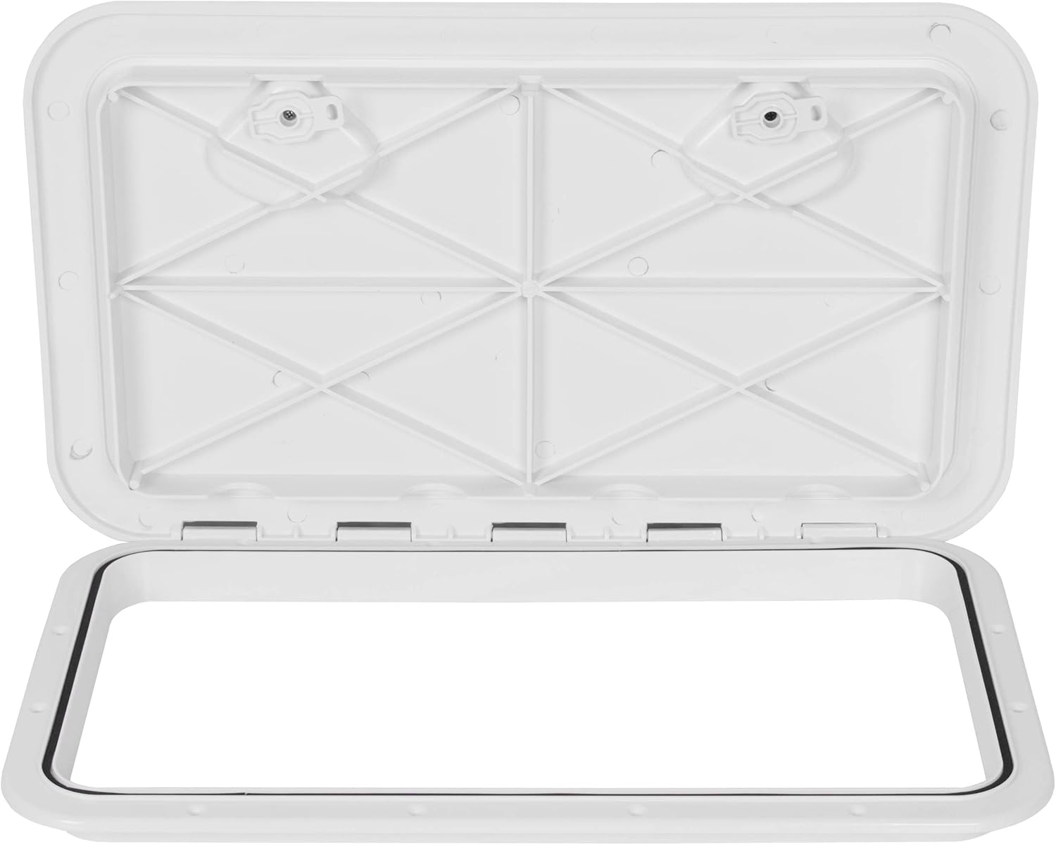 ECOTRIC 24" x 14" Deck Marine Access Hatch & Lid Durable Boat Hatch 180 Hinge Strong Recessed Handle Marine Caravan RV White Rectangle(606mm x 353mm) Plastic
