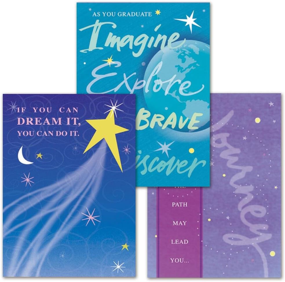 Current Inspire Congrats Graduation Cards, Set of 6 (3 Designs), 5 x 7 Inches, Assorted Congratulations Greeting Card Set, Envelopes Included
