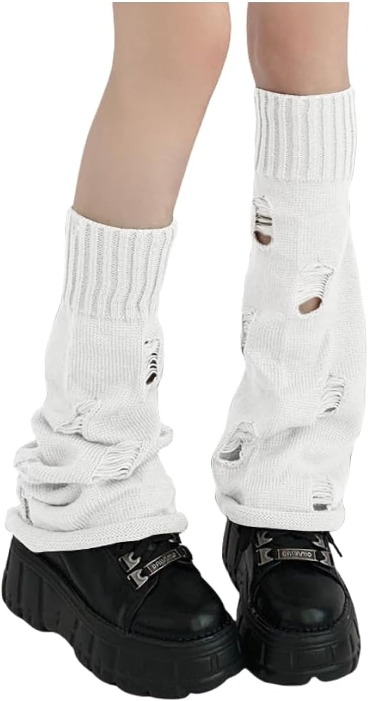 Grunge Leg Warmers Fairy Accessories Ripped Socks Crochet Y2k Leg Sleeve Clothes Aesthetic