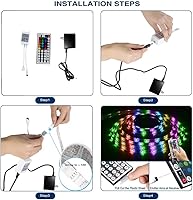 Vista 4 de DAYBETTER Tira de luces LED de 16.4 pies, impermeable, cambio de color, luces LED con control remoto