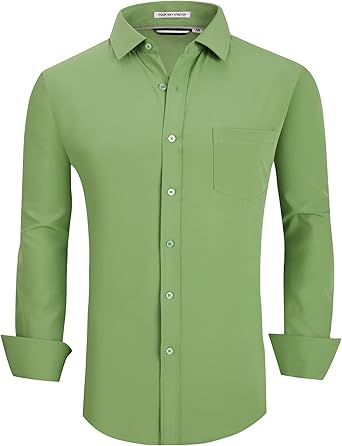 Alex Vando Mens Dress Shirt Wrinkle Free Regular Fit 4-Way Stretch Button Down Shirts