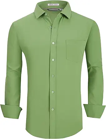 Alex Vando Mens Dress Shirt Wrinkle Free Regular Fit 4-Way Stretch Button Down Shirts