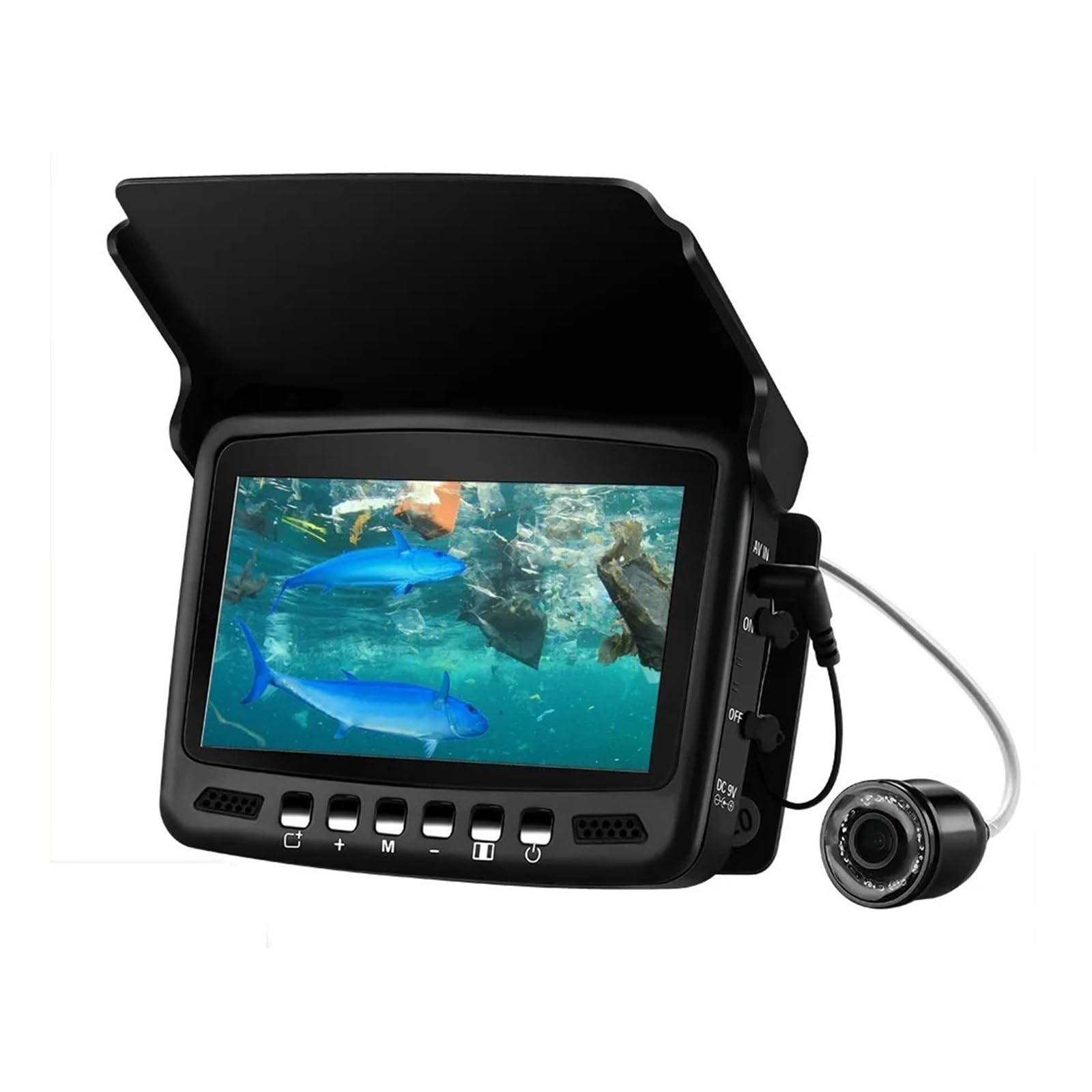 Ecoscandaglio EF43A con LCD da 4,3'', telecamera subacquea 1000TVL, visione notturna IR, cavo 15/30 m,Alta definizione(30M cable with DVR)