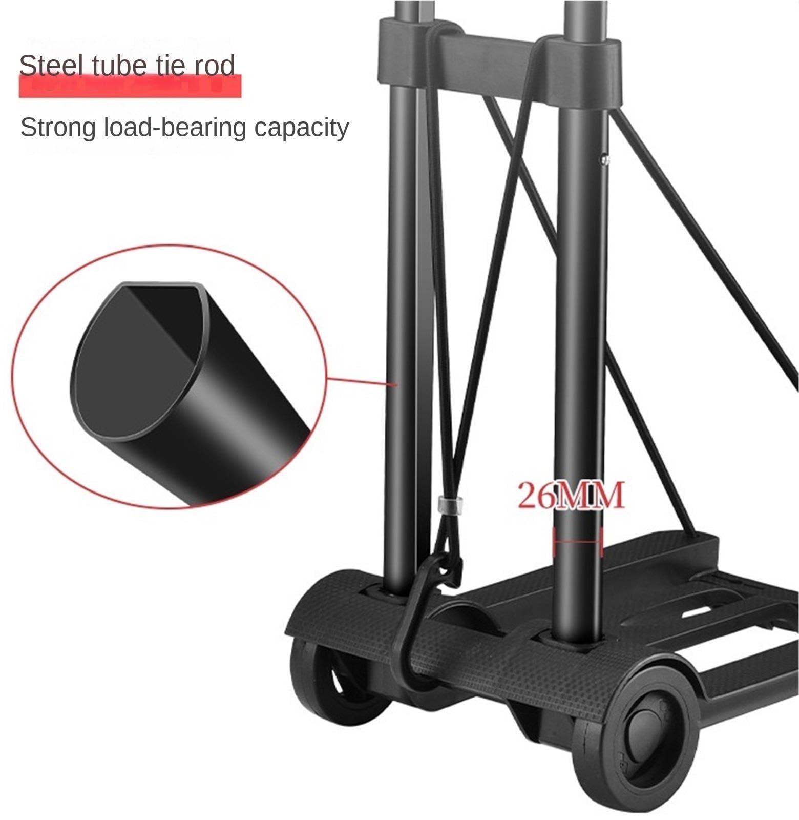 Carrello Mano Carrello A Mano for Bagagli con 2 Ruote, Pieghevole Portatile E Compatto for Viaggi Piattaforma Trasporto