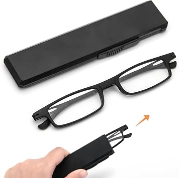 MMOWW Ultra thin Reading Glasses TR90 Compact Portable Stretchable case