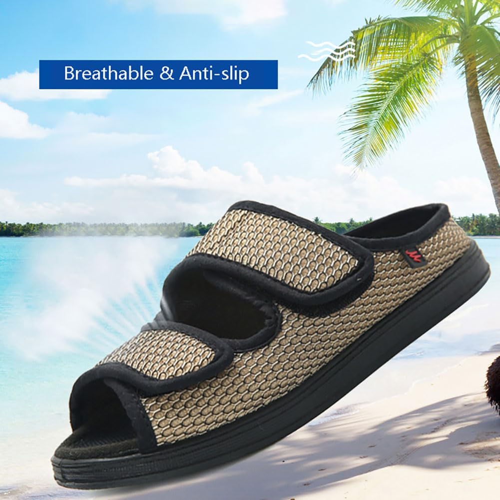 Diabetic Sandals for Women Men Extra Wide Diabetic Foot Shoes Swollen Feet Diabetic Edema Boots Slippers Non Slip Open Toe Adaptive Sandals Diabetic Arthritis Walking Shoes Adjustable Closure