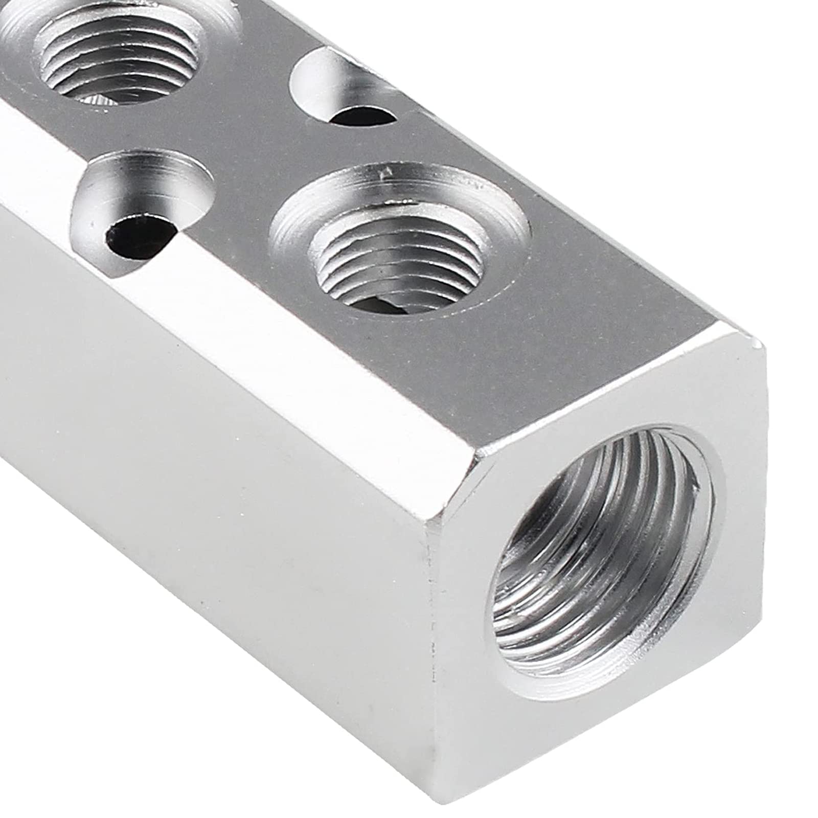 Bloc Distributeur D'air En Aluminium Massif Avec Vannes à Bille Laiton - 1 Entrée 4 Sorties (1/2" BSP), Pour Air, Eau, Huile