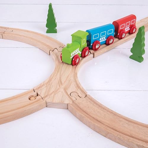 Miniatura 2 de Bigjigs Rail Vías curvas dobles de madera (2 unidades) - Compatible con juegos de tren Bigjigs y la mayoría de las marcas de juegos de tren de