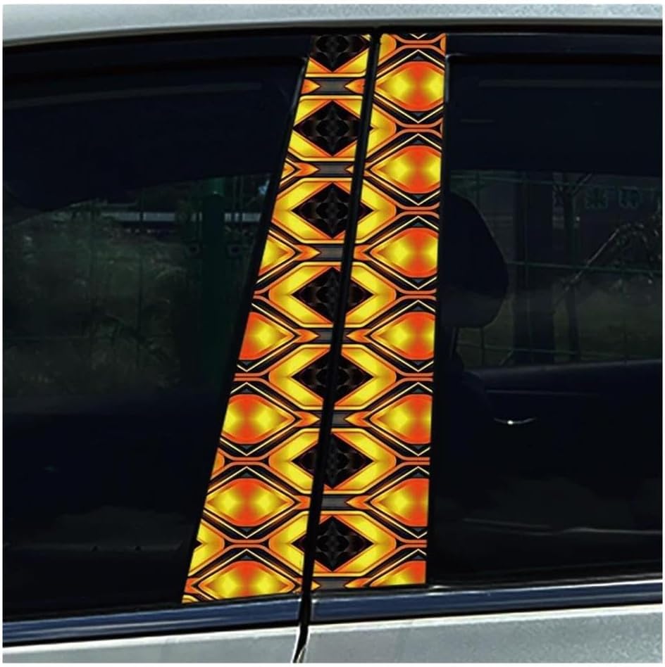 Yellow Black Honeycomb Car Stickers Auto Door Pillar Decals Waterproof Center Column Decoration Cover Scratche Car Decoration(Type A)