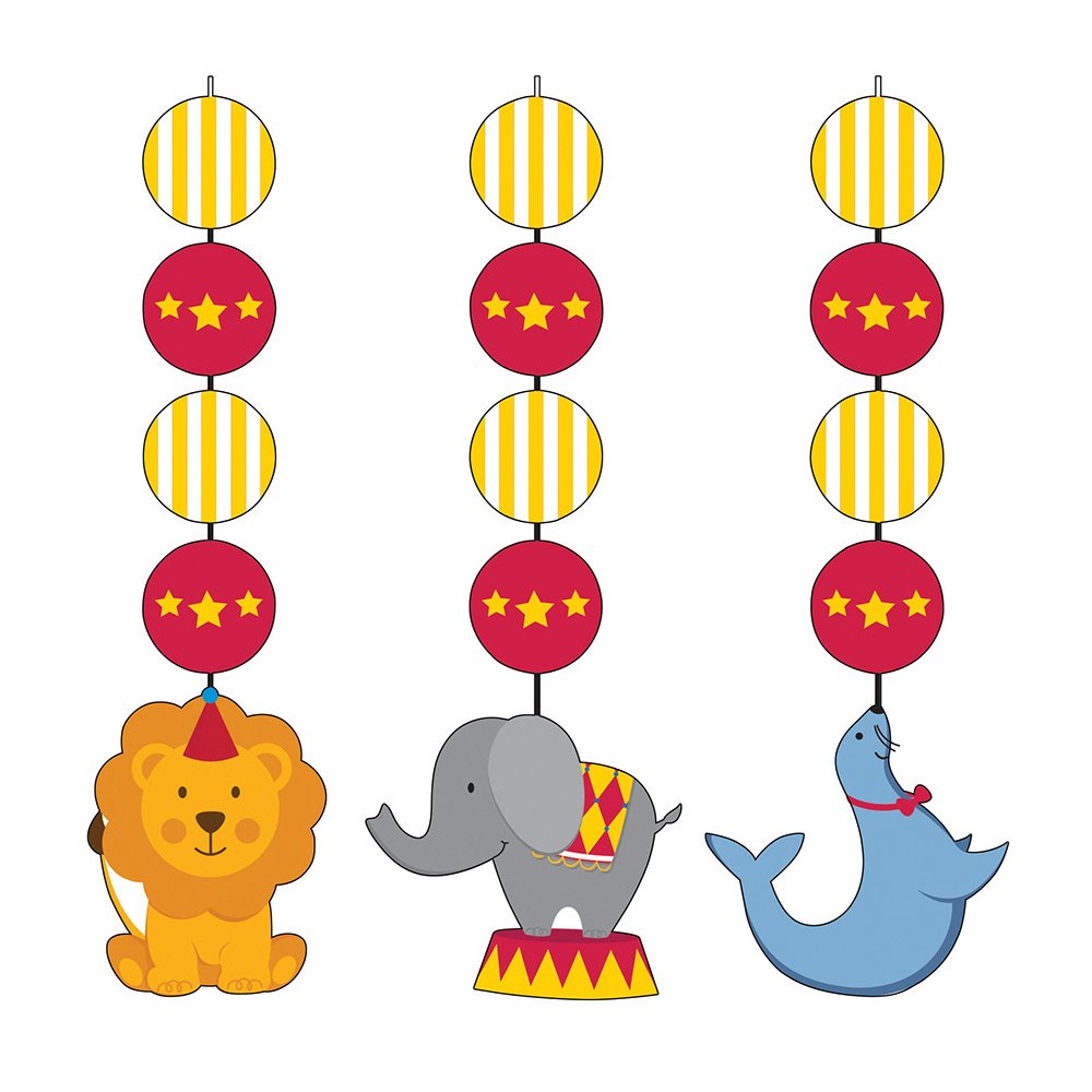 3-Count Hanging Cutout Party Decorations, Circus Time