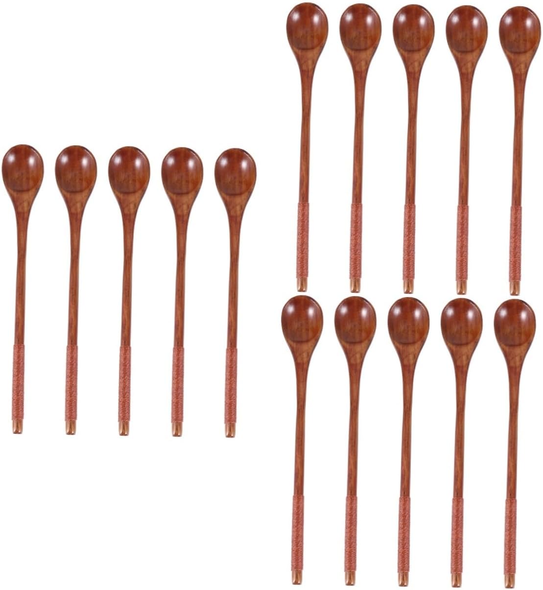 COLLBATH 15pcs Long Handle Wooden Honey Spoon Serving Spoons for Tea Multifunctional Kitchen Utensils