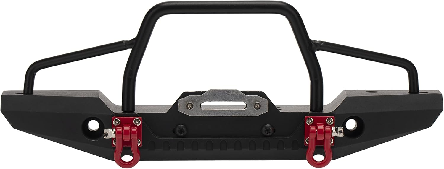 RC Model Metal Front Bumper with 2 LED Light - Compatible with 1/10 RC Crawler Car Traxxas TRX4, Axial SCX10 Upgrade Parts