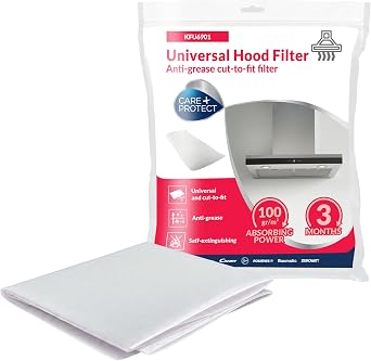 Care+Protect Cooker Hood Filter - Universal - Cut-to-Size - Anti-Grease - Anti-Odour - Self-Extinguishing - Size 47x97 cm - Absorbency 100 g-sq-m [Energy Class A+]