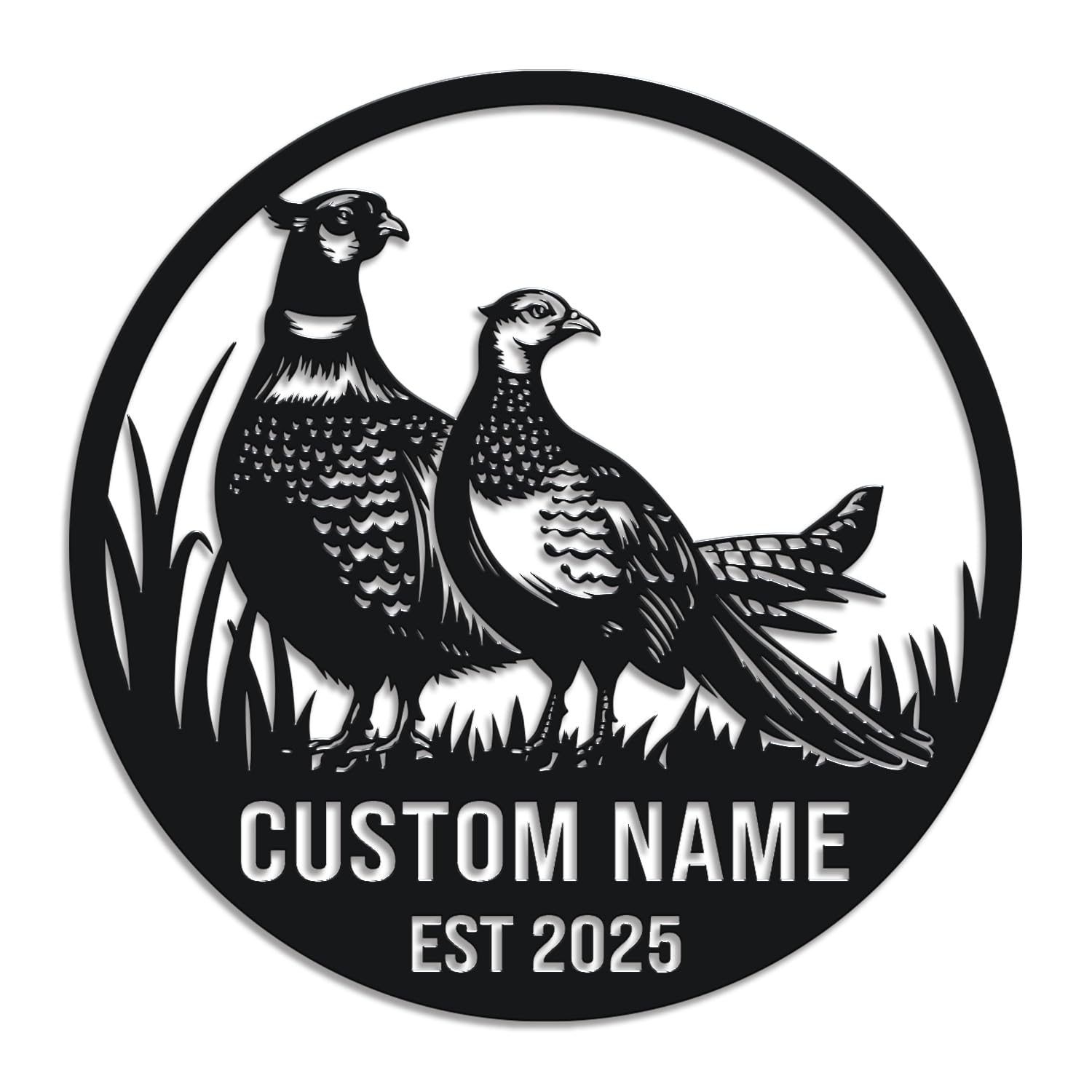 Herbraa Style-4 Personalized Pheasant Metal Sign, Custom Name Hunting Wall Art, Game Bird Lodge Decor, Wildlife Gift For Dad, Rustic Cabin Plaque, Outdoor Theme Room Accent (Style-4)