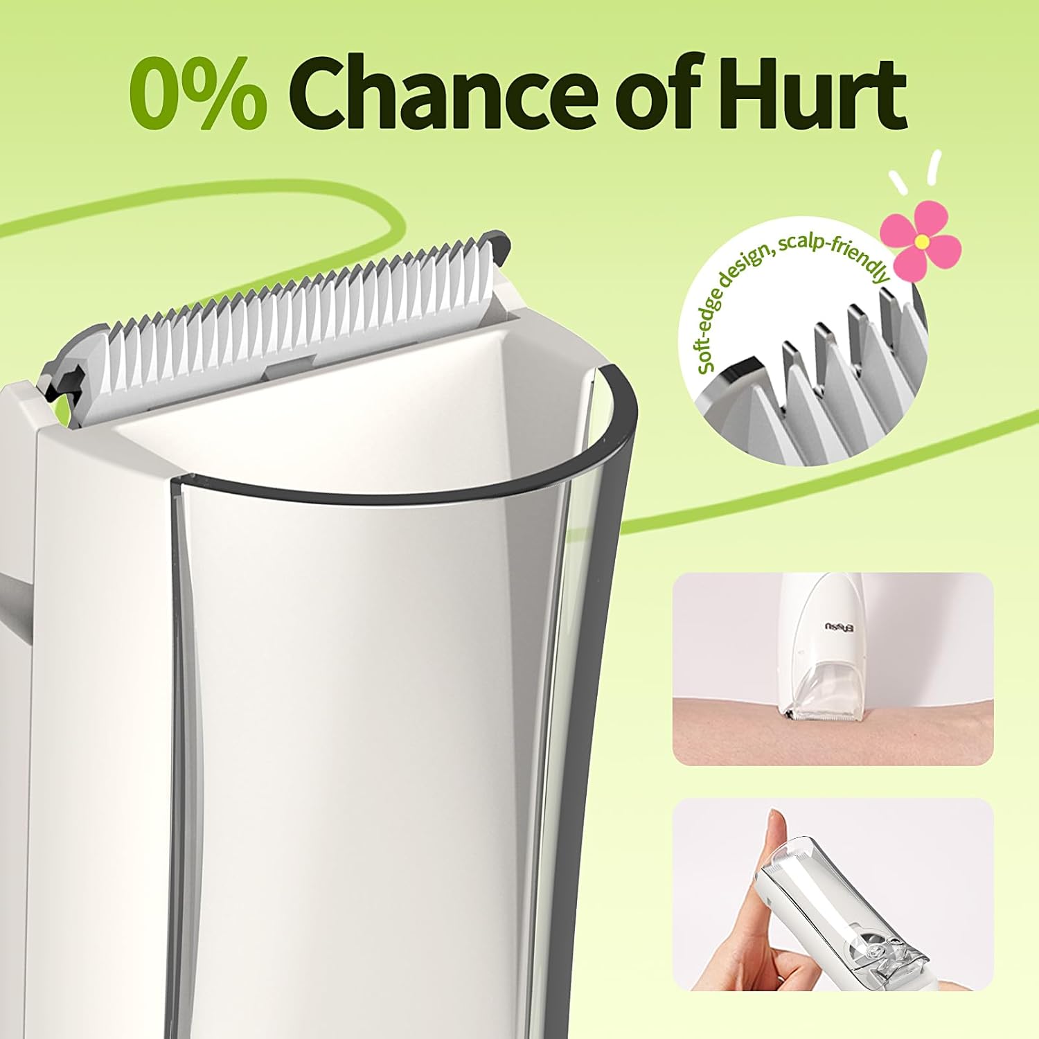 Baby Hair Clippers & Kids Hair Trimmer, Cordless Vacuum Hair Cutter, Ultra Quiet Electric Hair cutterfor Infant Toddler Boys & Girls (White)