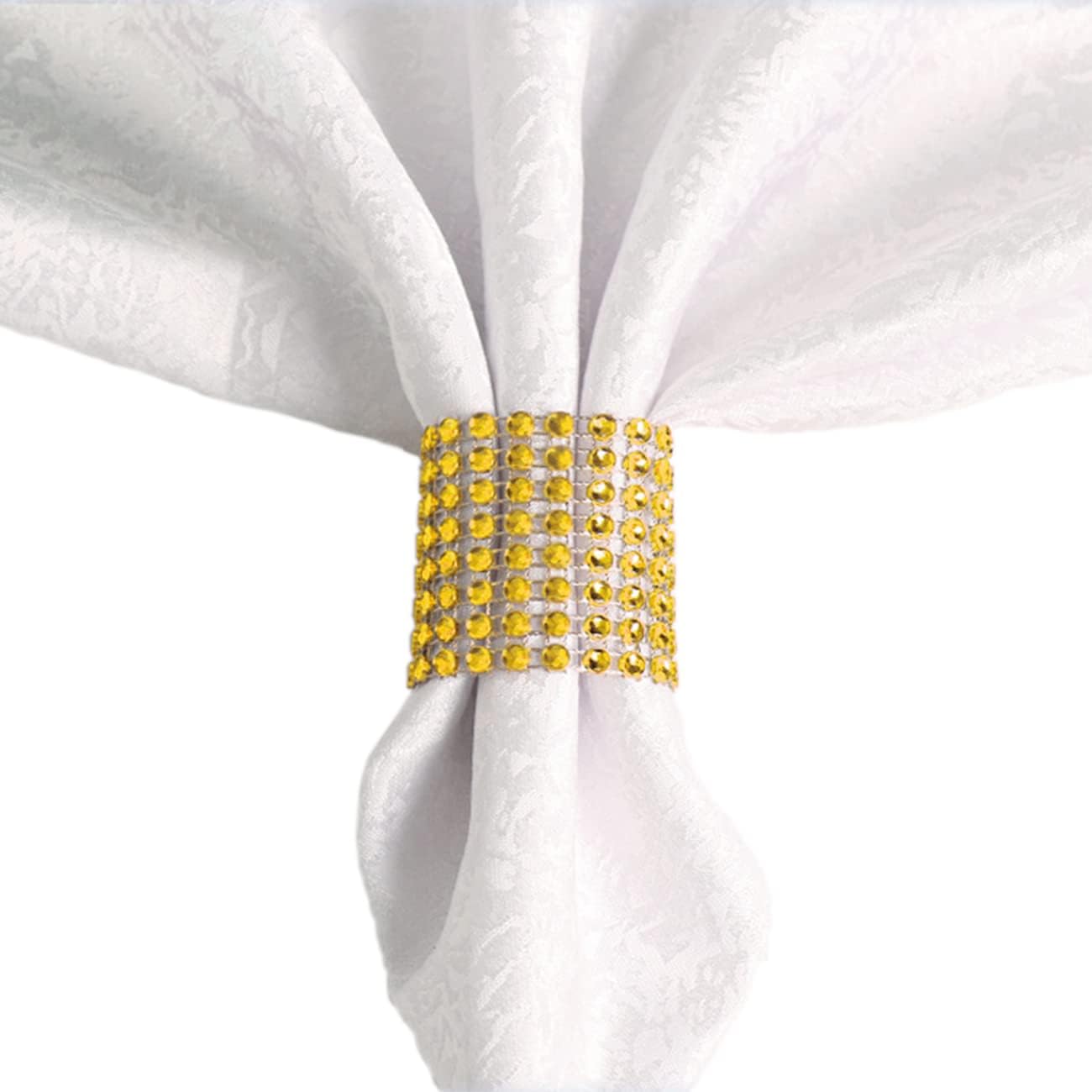 Cozynest Napkin Rings Rhinestone Napkin Rings Holder Adornment for Wedding Party (100 PCS, Gold，Silver) (Gold)