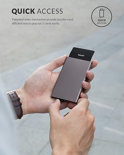 Miniatura 2 de VULKIT Pop Up Wallet, Slim Minimalist Credit Card Holder For Men and Women RFID Blocking Mini Metal Case