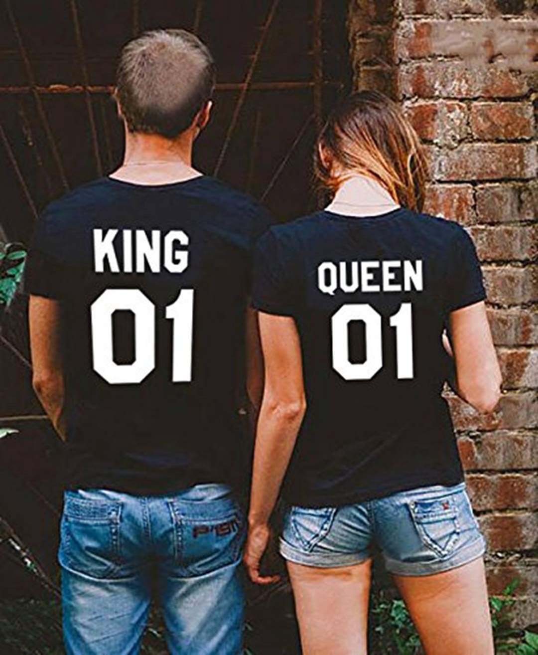 T-Shirt King Queen Pair Set 2 Matching Couple Valentine Birthday Wedding - Image 2