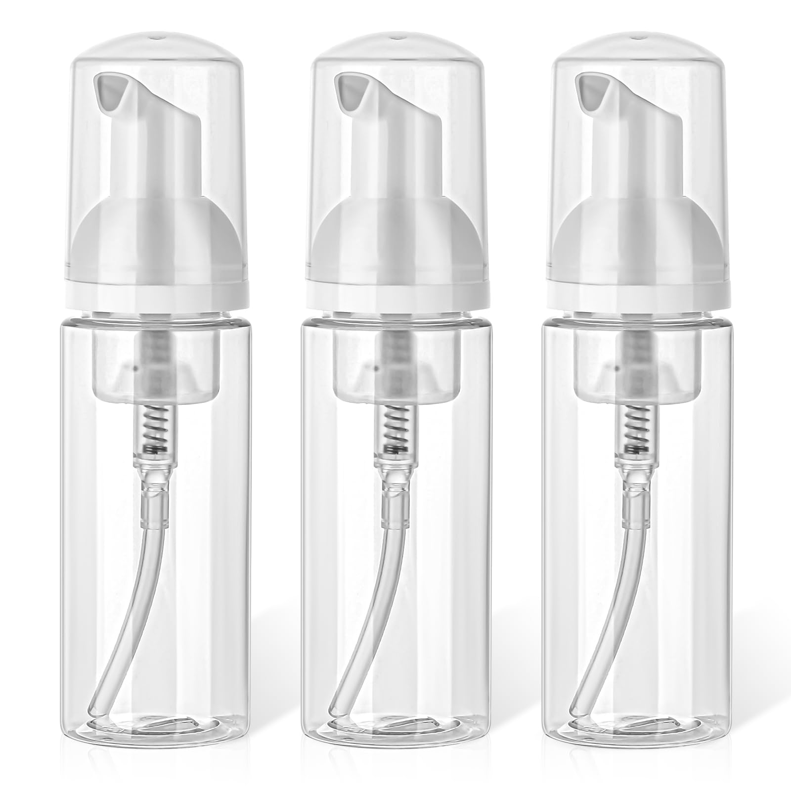 Giantree 3 dispenser di sapone in schiuma, da viaggio, di piccole dimensioni, ricaricabile, vuoto, trasparente, per sapone per mani, lavaggio viso, shampoo per ciglia, cura della pelle (60 ml/2 oz)