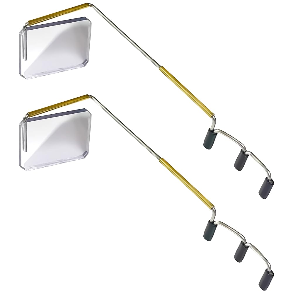 Take A Look Cycling Mirror 2-Pack - Low-Tech Rearview Mirror for Bikes - fits Helmet & Sunglasses - Shatter-Resistant Polycarbonate Lens, Anti-Vibration Stainless-Steel & Brass, Always On (Left-Side)