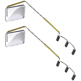 Take A Look Cycling Mirror 2-Pack - Low-Tech Rearview Mirror for Bikes - fits Helmet & Sunglasses - Shatter-Resistant Polycarbonate Lens, Anti-Vibration Stainless-Steel & Brass, Always On (Left-Side)