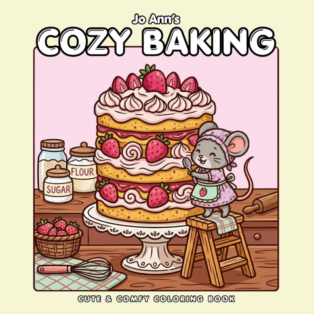 Bold and Easy Coloring Book: Cozy Baking Animals: Bold and Easy Coloring Book for Adults, Teens, and Seniors: Simple and Cute Aesthetic Designs for ... – Large Print Cozy Animal Kitchen Scenes