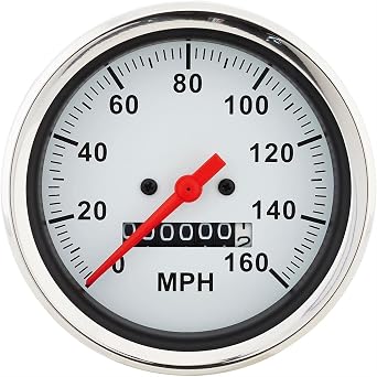 Mechanical Speedometer Gauge 0-160 MPH White Face Stainless Bezel