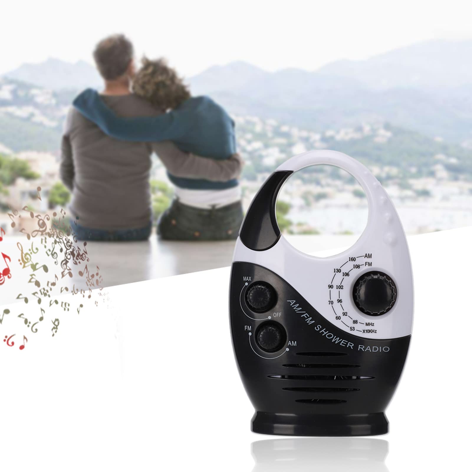 SYH&AQYE Radio de Douche étanche, Volume Réglable, Haut Parleur AM FM avec Poignée Supérieure, Haut parleurs de Douche de Salle de Bain, Radio sans Fil pour Salle de Bain, Kayak, Plage, Cadeaux