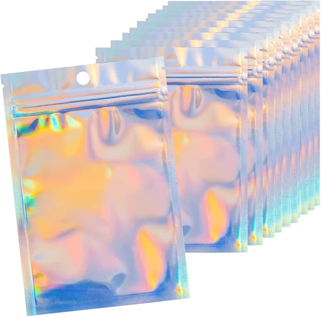 10.5x15cm 50 Grip Foil Ziplock Bags , Purple Resealable Storage Pouches, Poly Zip Lock Bags, Perfect for Kitchen Storage, Jewellery, Diamond Painting and Sweets