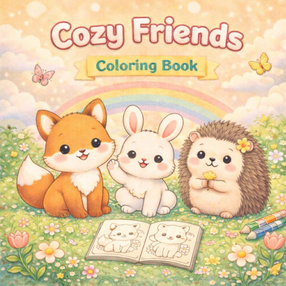 Cozy Friends Coloring Book: Cute and Relaxing Coloring Pages (Cozy Animals - Coloring Book Series)