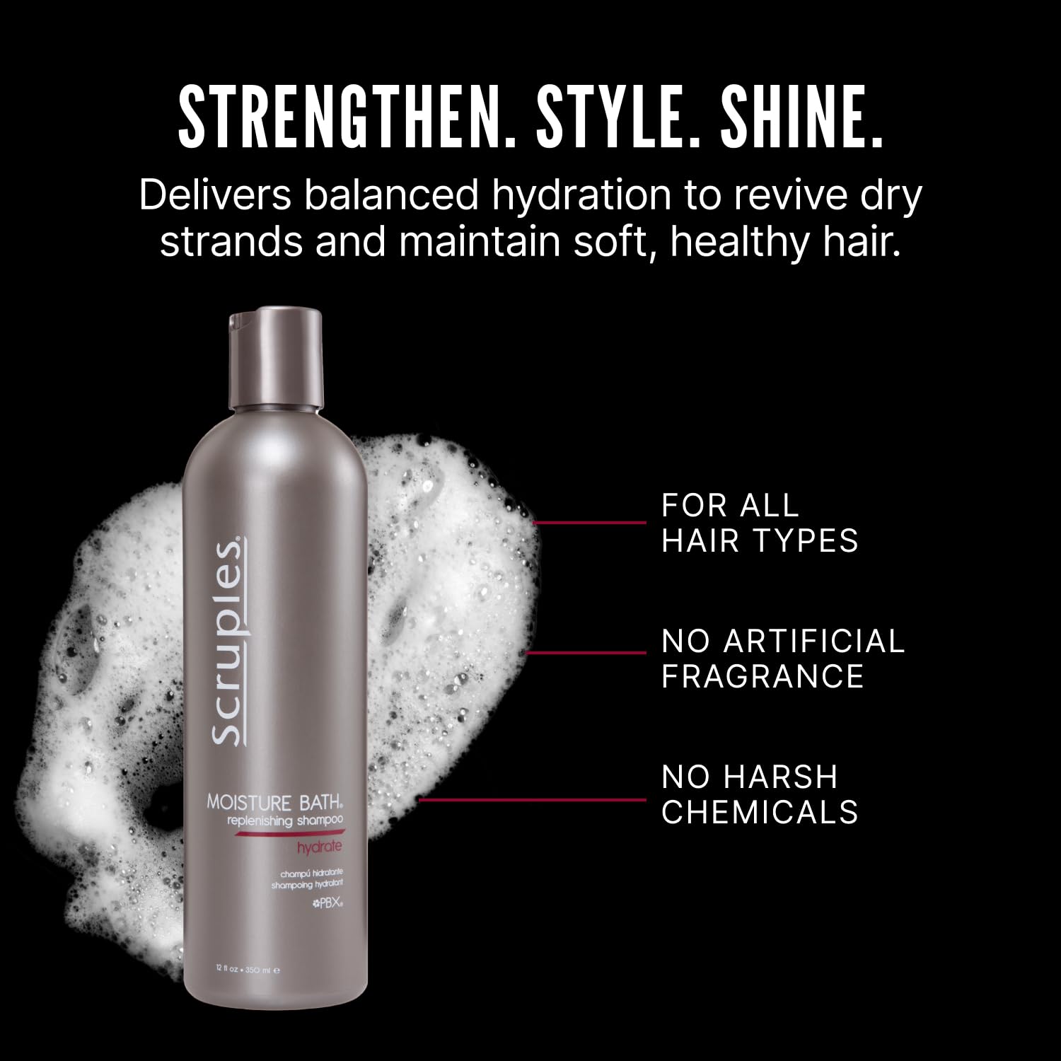 Scruples Moisture Bath Hair Shampoo for Men & Women - Moisturizing Shampoo for Dry, Brittle & Coarse Hair - Helps Restore Shine & Elasticity (12 Fl oz) - Image 4