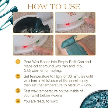 GiGi Hard Wax Beads for Hair Removal, Empty Wax Refill Can for Hard Wax Beads - Professional Wax Warmer Compatible, Reusable & Heat-Resistant Container for Easy Waxing