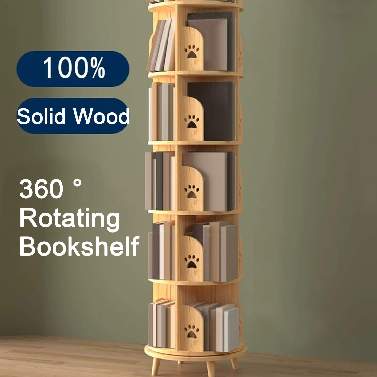 Libreria Girevole, Libreria Girevole A 360° A 4 Livelli Libreria Angolare Con Pannelli In Legno, Organizzatore Per Scaffali Impilabile, Vetrina Per Ufficio, Casa, Soggiorno ( Color : Walnut , S : 39*1
