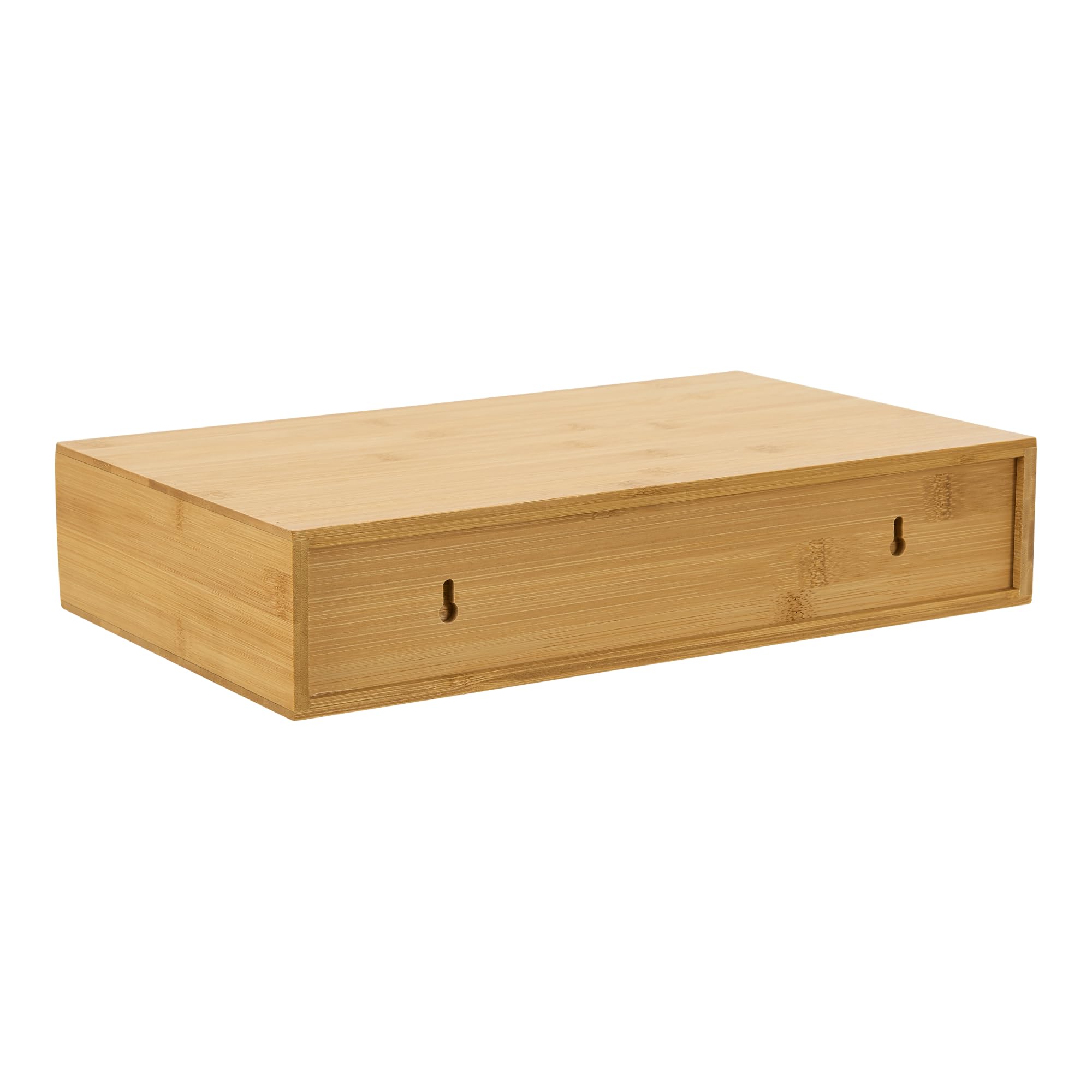 [en.casa] Wandregal 2er Set Bokn mit Schublade Bambus Schweberegal Hängeregal Wandablage Wandboard Nachttisch-Ablage 40 x 24 x 8 cm Wandschublade