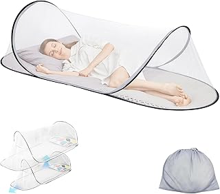 Moskitonetz Reise, 2025 Verstellbares Moskitonetz Pop Up Bett 200 x 100x 70 cm Camping Einzelnes Mückennetz Bett Faltbares Tragbares Einfache und Schnelle Installation (A)