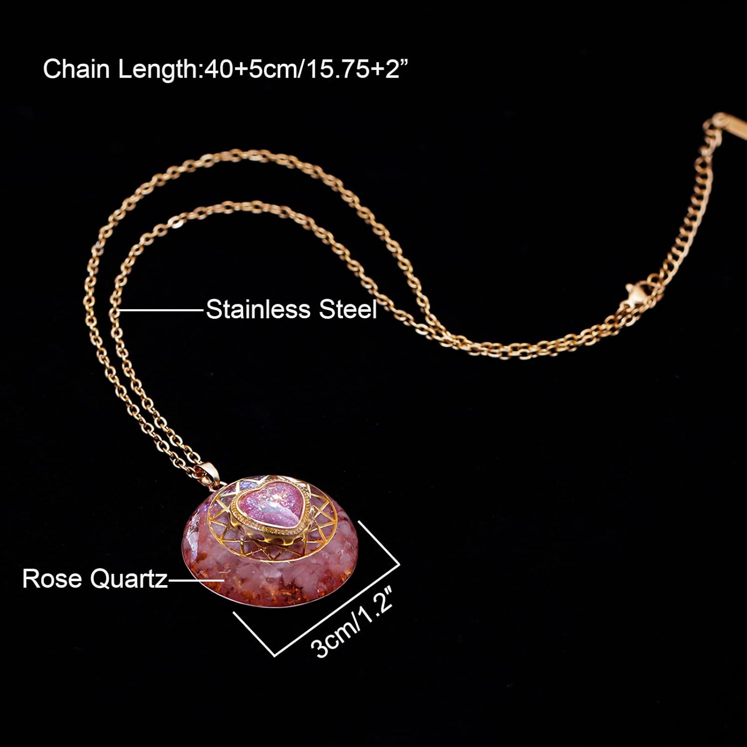 Day Day Up Orgone Pendant Heart Energy Necklace - Healing Crystal Necklaces For Women With Reiki Quartz Gemstones - Fashion Jewelry - Image 3