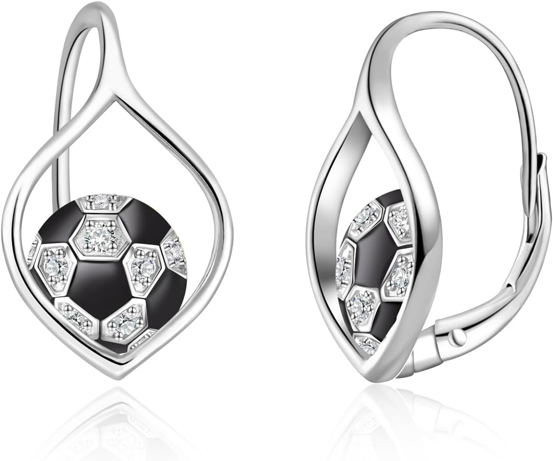 Sport Ball Celtic Earrings for Women - 925 Sterling Silver Bowling Basketball Football Soccer Softball Tennis Volleyball Earrings Dangle Jewelry Sport Drop Earrings Gift
