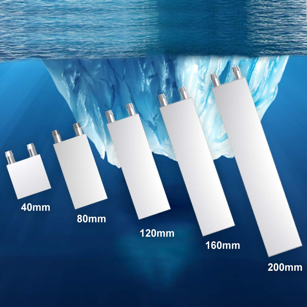 Aluminum Water Cooling Block, Liquid Water Cooler Heat Sink System for PC Computer CPU Graphics Radiator Heatsink Endothermic Head Silver 2pcs(40mm x 200mm x 12mm)