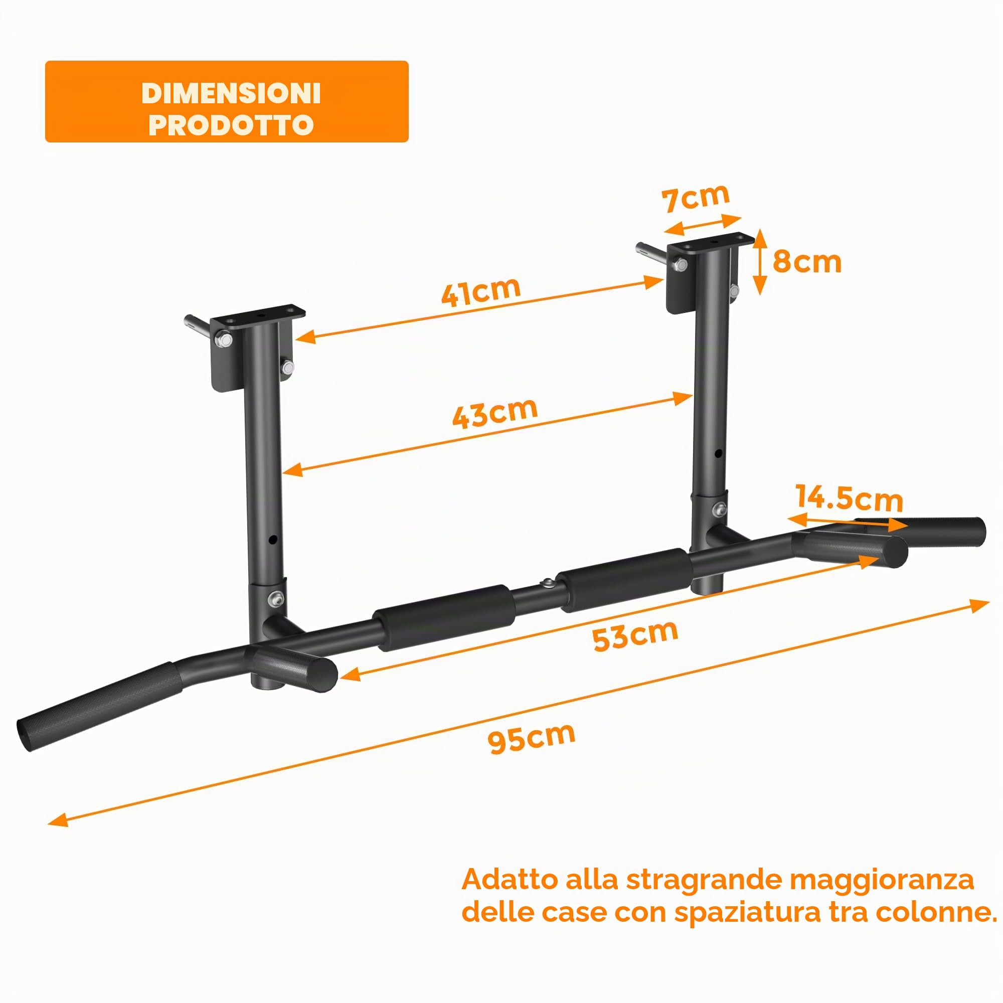 ONETWOFIT Barra per trazioni, montaggio a parete, montaggio a soffitto, 3 in 1, Heavy Duty per allenamento indoor Home Gym (carico massimo 200 kg)