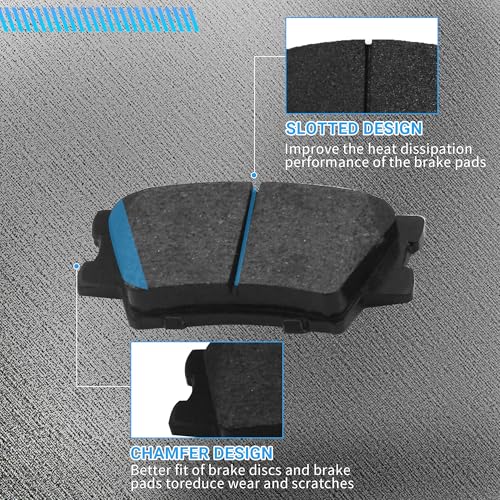 Image of Rear Brake Pads Set Compatible with Le-xus ES300h ES350 HS250h, Pontiac Vibe, Toyota Avalon Camry Matrix RAV4 Automotive Replacement Brake Pads Semi-Metallic D1212