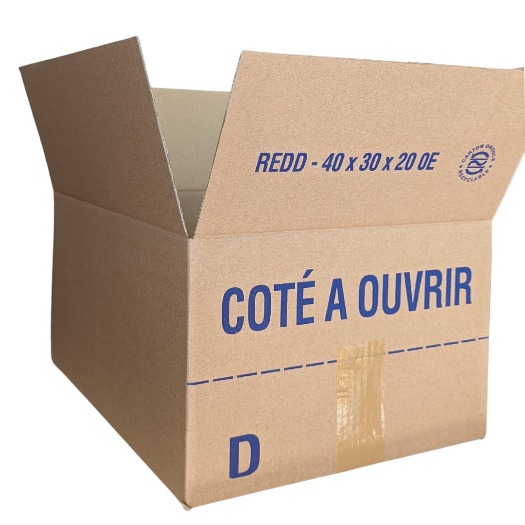 Lote de cajas de cartón para envíos o mudanzas, 40 x 30 x 20 cm, fabricado en Francia, color marrón