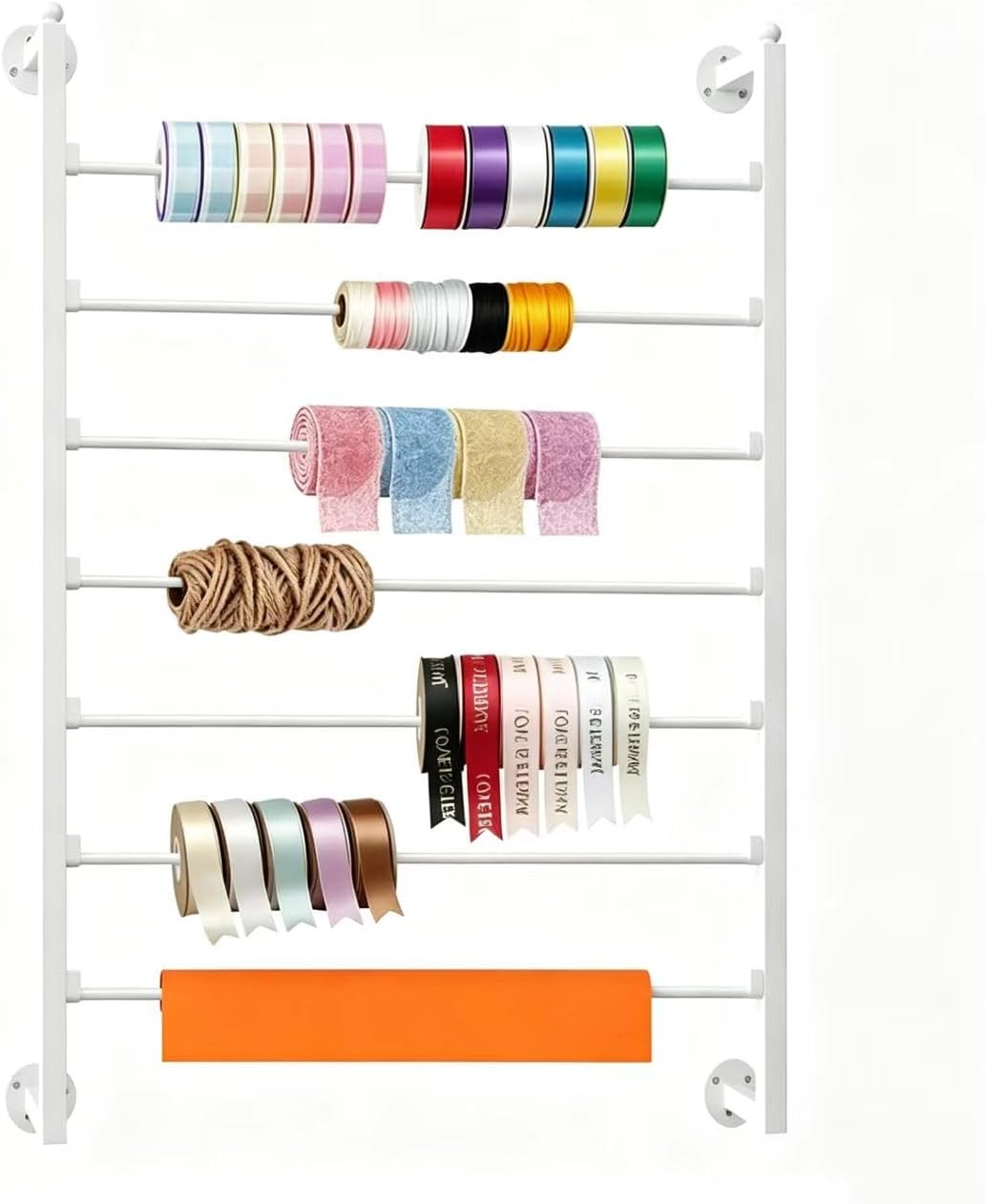 Xbsyhx 7 Tier Wall Mount Ribbon Organizer, Metal Rack for Craft Room