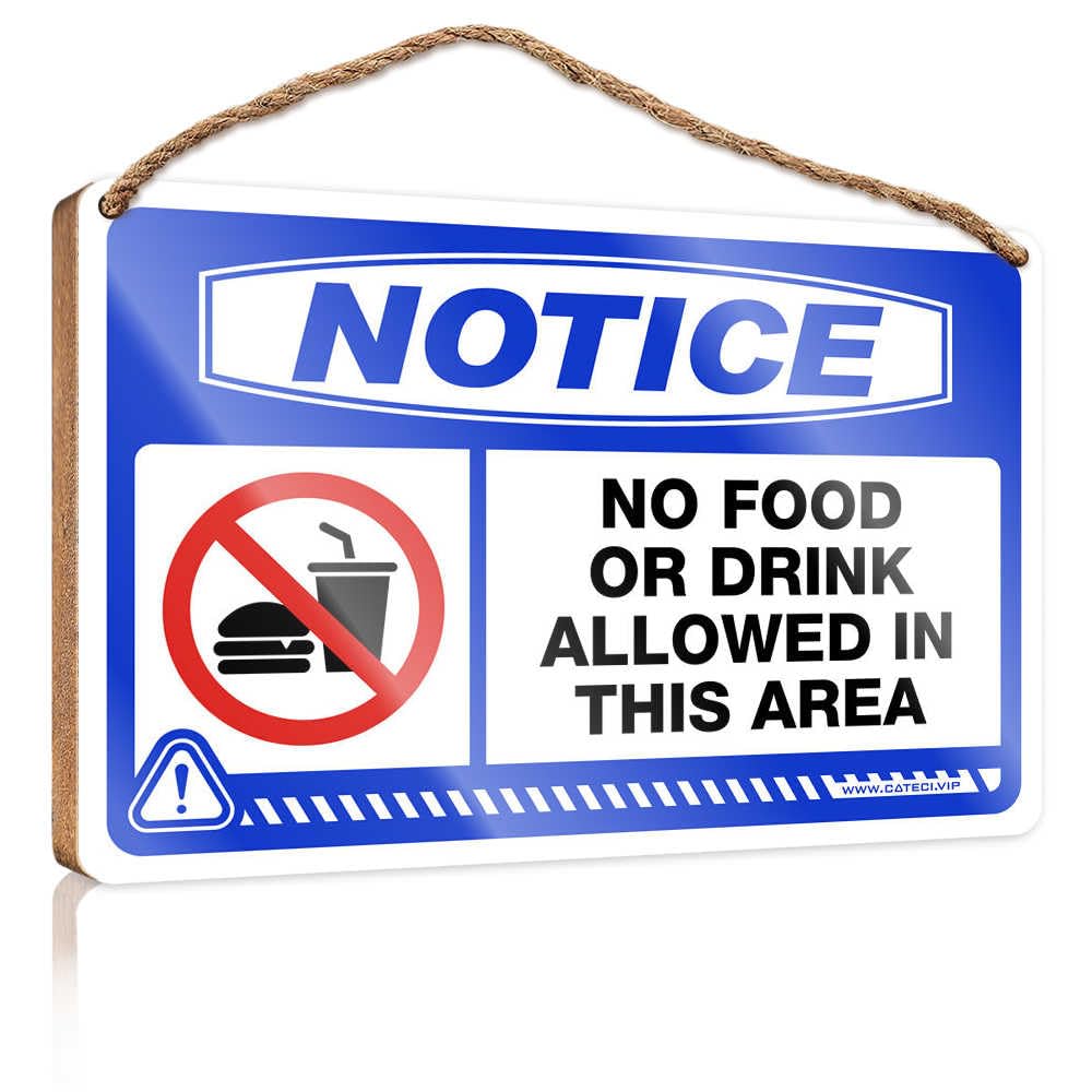 HMQW Spring Signs For Home Decor Notice No Food Or Drink Allowed In This Area Wooden Sign Funny Decor For Home Bathroom Door Signs For Home(23X35CM)