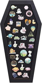 BENECREAT Coffin Pin Display Board, 15.7x7.8x0.7inch, Black Wood Frame