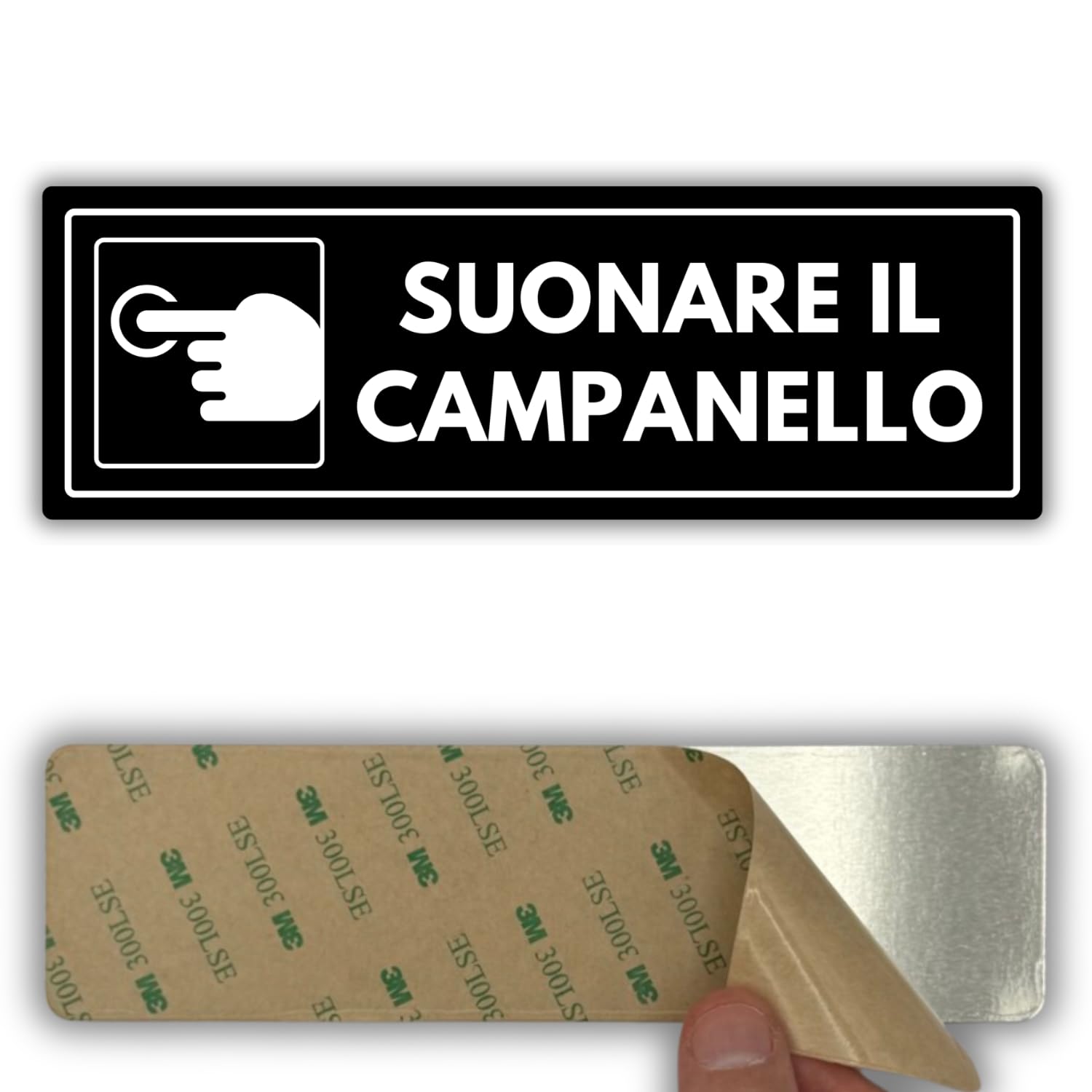 Si prega di suonare il campanello e attendere l'attenzione della reception del negozio di vendita al dettaglio, cartello di avviso commerciale, per porte e finestre, adesivo lucido - Italia