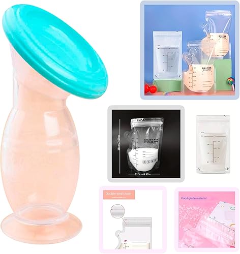 Extractor de leche manos libres WLid colector de senos inferior con ventosa portátil para exprimir leche no eléctrica y bolsa de almacenamiento de