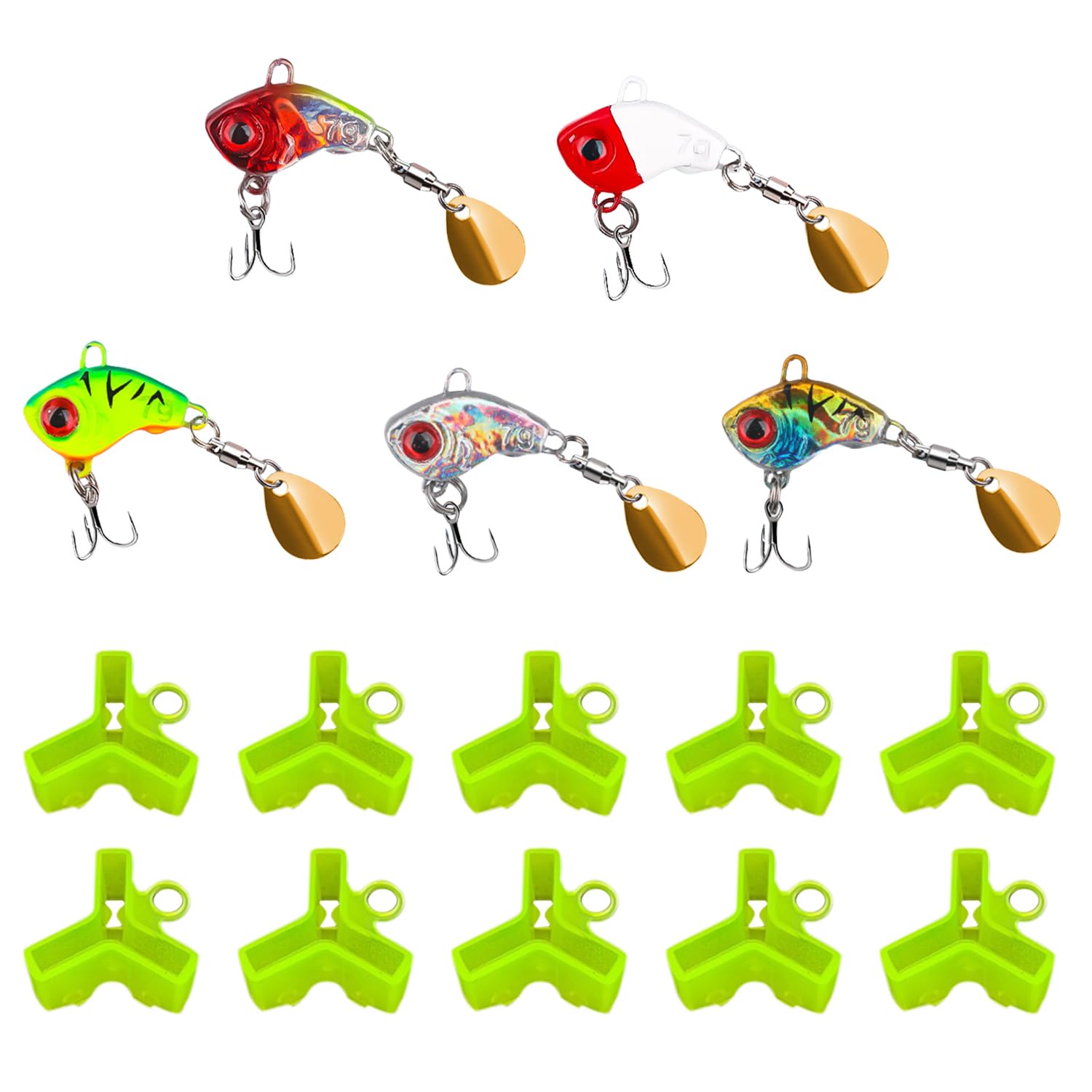 5 Piezas De Cebo Falso, 10 Piezas De Protectores De Anzuelos, Cebo con Forma De Animal, Herramientas De Pesca Salvaje, Juego De Anzuelos Artísticos, Adecuado para Percas Y Salmones.