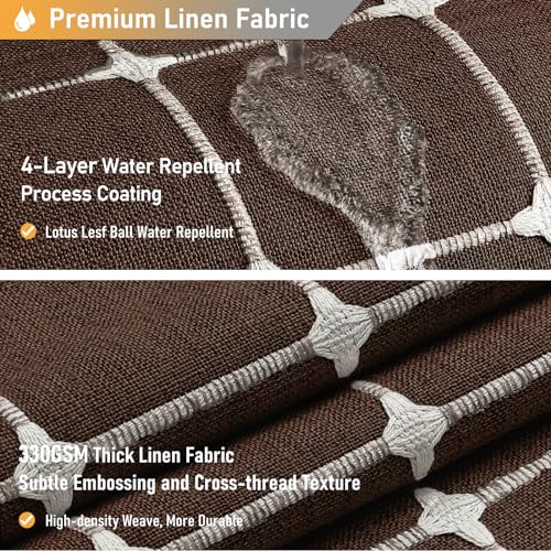 Image of BTTN Extra Long Shower Curtain - 72x96 Inch Long Boho Chic Linen Fabric Heavy Duty Shower Curtain Set with Hooks, Tall Bohemian Farmhouse Shabby Chic Tassel Cloth Shower Curtains for Bathroom - Brown