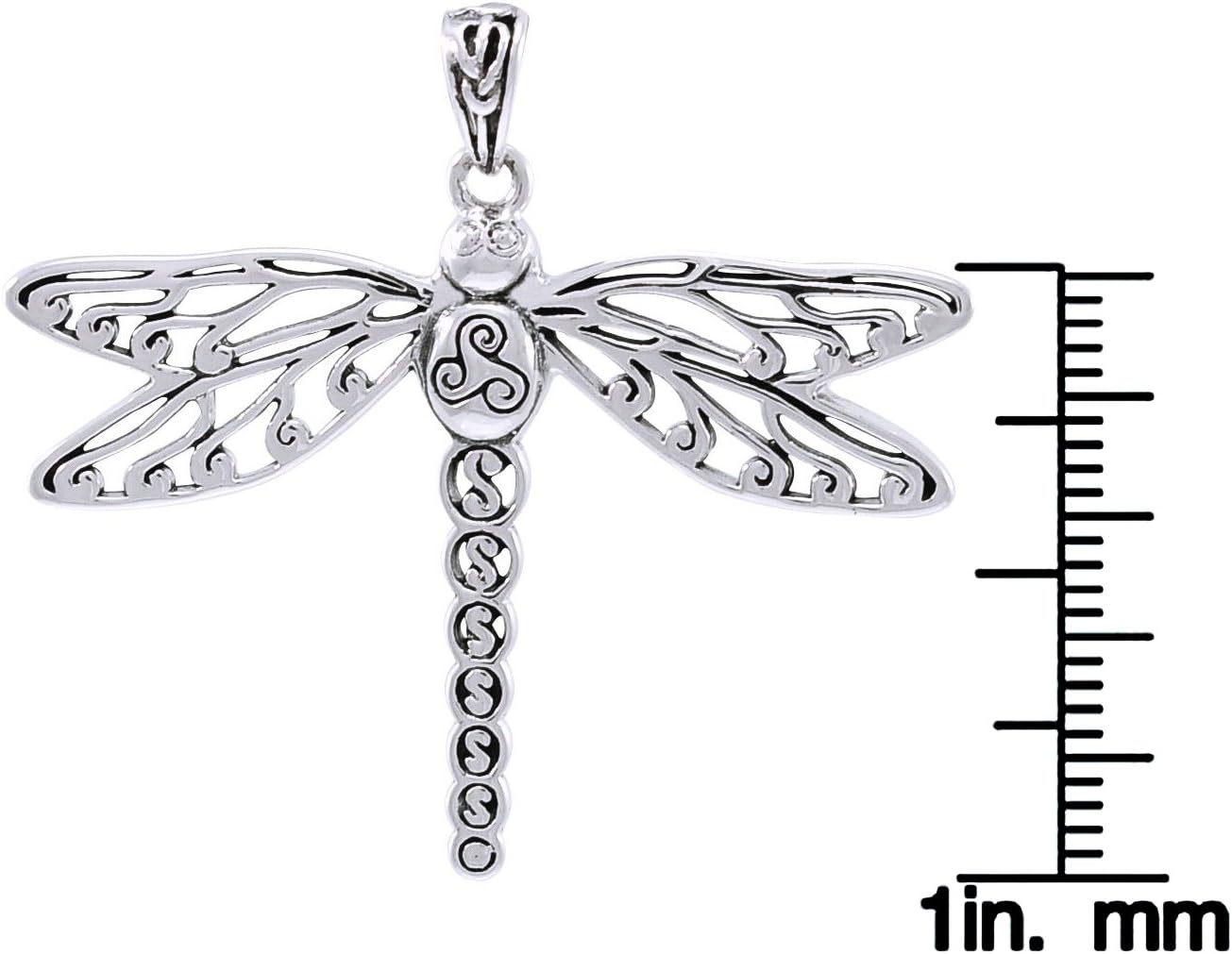 Jewelry Trends Celtic Triskele Dragonfly Sterling Silver Pendant Necklace 18" - Image 4