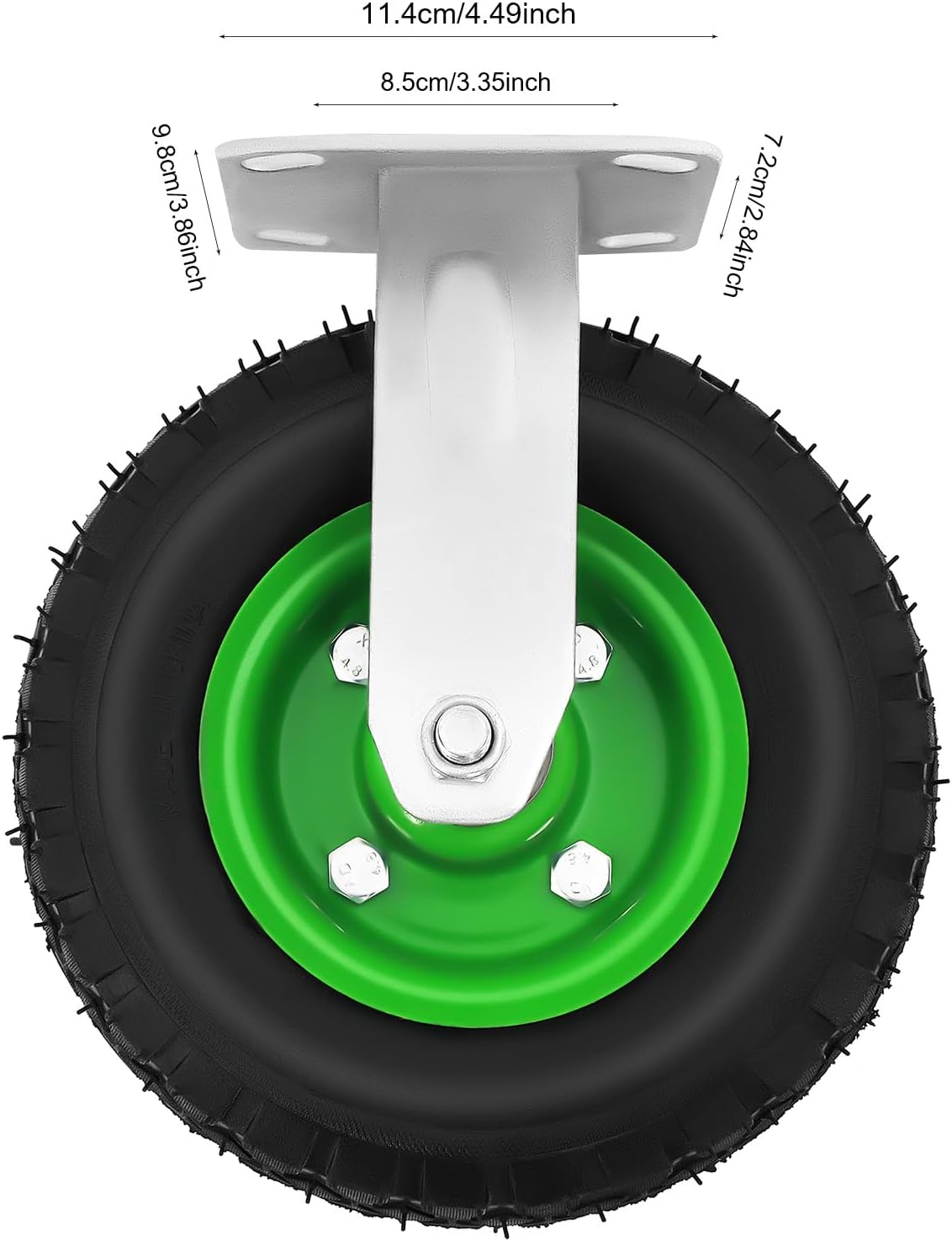4Pcs 8 inch Pneumatic Caster Set-2 Swivel/2 Rigid, Heavy Duty Pneumatic Air Tire Caster Wheels Double Bearing Anti-Skid Rubber Wheels, Air Tire Wheel Swivel Locking Farm Cart Caster, 100kg/220.46lbs